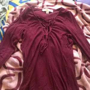 Maroon ribbed shirt